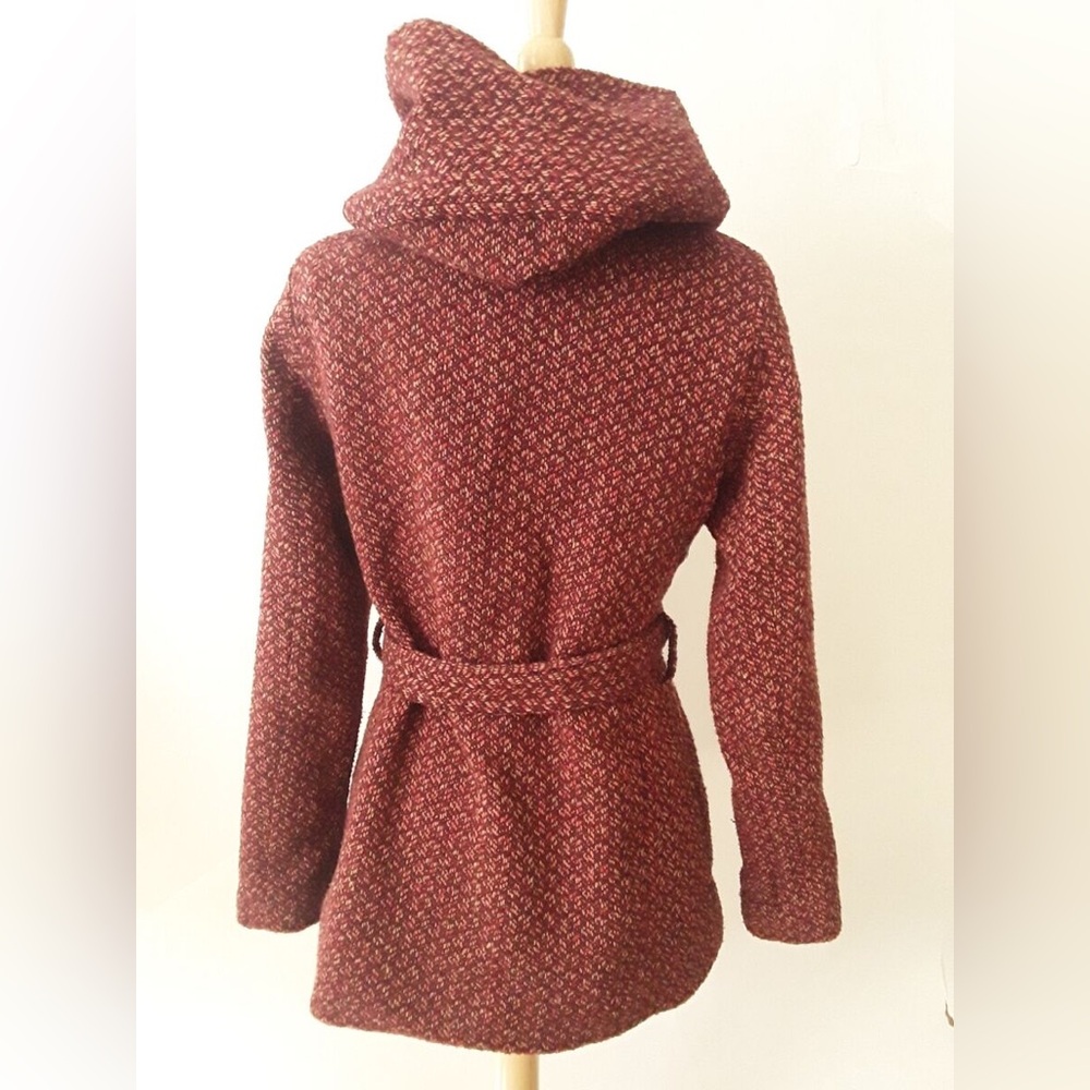 Mossimo Red Tweed Funnel Hood Wrap Coat - Picture 5 of 14